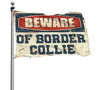 Bandiera per dormitorio divertente Beware Of Border Collie bandiera decorazione bar per la casa divertente decorazione universitaria (152 x 244 cm)