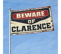 Bandiera per dormitorio divertente Beware of Clarence bandiera college poster per ragazzi divertente decorazione patio (120 x 180 cm)