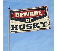Bandiera per dormitorio divertente Beware Of Husky bandiera uomo Cabe Decor per uomo Caverna (120 x 180 cm)