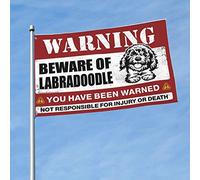 Bandiera per dormitorio divertente Beware Of Labradoodle bandiera cool poster per ragazzi cool bandiere divertenti (152 x 244 cm)