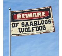 Bandiera per dormitorio divertente Beware Of Saarloos Wolfdog bandiera uomo Cabe Decor per uomo Caverna (30 x 45 cm)