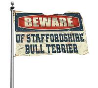 Bandiera per dormitorio divertente Beware Of Staffordshire Bull Terrier bandiera decorazione per la casa divertente decorazione universitaria (152 x 244 cm)