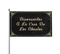 Bandiera per dormitorio divertente Bienvenidos A La Casa De Los Abuelos bandiera college poster per ragazzi divertente decorazione patio (152 x 244 cm)