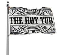 Bandiera per dormitorio divertente con ciò che accade nella vasca idromassaggio rimane nella vasca idromassaggio, decorazione per bar per la casa, divertente decorazione per college (152 x 244 cm)