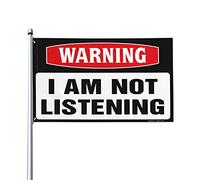 Bandiera per dormitorio divertente con scritta in inglese "I'm Not Listening", decorazione per grotte da giardino, 152 x 244 cm