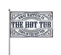 Bandiera per dormitorio divertente What Happens in the Hot Tub Rimane nella vasca idromassaggio, poster universitario per ragazzi, divertente decorazione per patio (30 x 45 cm)