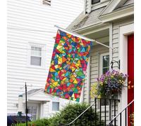 Bandiera per esterni, 0,9 x 1,5 m, resistente per tutte le condizioni atmosferiche, forme geometriche luminose, bandiera di benvenuto da cortile, bandiere per casa su entrambi i lati con occhielli in