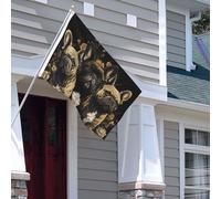 Bandiera per esterni, 1,2 x 1,8 m, resistente per interni ed esterni, per tutte le stagioni, bandiere da giardino con tre bulldog francesi bandiera da cortile di benvenuto bandiera doppia faccia con