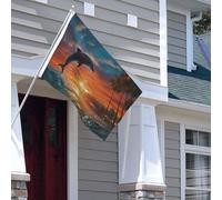 Bandiera per esterni, 1,2 x 1,8 m, resistente per interni ed esterni, per tutte le stagioni, bandiere da giardino, delfini e palme, bandiera di benvenuto da cortile a doppia faccia con occhielli in