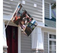 Bandiera per esterni, 1,2 x 1,8 m, resistente per interni ed esterni, per tutte le stagioni, bandiere da giardino, bulldog francese che indossa occhiali da sole, bandiera da cortile di benvenuto