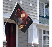 Bandiera per esterni, 1,2 x 1,8 m, resistente per interni ed esterni, per tutte le stagioni, bandiere da giardino con scritta "A girl who loves cats Welcome Yard Flag Double Sided House Flag with