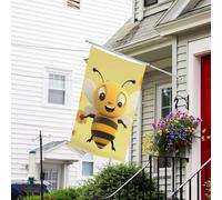Bandiera per esterni, 1,9 x 1,5 m, resistente per tutte le stagioni, bandiere da giardino con api felici e benvenute, bandiere per casa su entrambi i lati, con occhielli in ottone, striscioni per