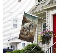 Bandiera per esterni, 1,9 x 1,5 m, resistente per tutte le stagioni, bandiere da giardino con cavalli che corrono in campo, bandiere di benvenuto da cortile su entrambi i lati, con occhielli in ottone