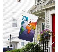 Bandiera per esterni 3 x 1,5 m resistente per interni ed esterni, per tutte le condizioni atmosferiche, bandiere da giardino mappa del mondo di benvenuto bandiera da cortile bandiera doppia faccia con