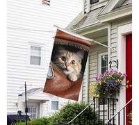 Bandiera per esterni 3 x 1,5 m resistente per tutte le stagioni bandiere da giardino gatto sbircia dalla tasca in pelle con cerniera Bandiera da cortile di benvenuto Bandiere per casa su entrambi i