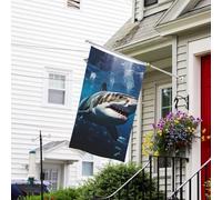 Bandiera per esterni, 9 x 1,5 m, resistente per interni ed esterni, per tutte le condizioni atmosferiche, bandiere da giardino, grande squalo bianco, bandiera di benvenuto da cortile, bandiera a