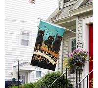 Bandiera per esterni, 9 x 1,5 m, resistente per interni ed esterni, per tutte le condizioni atmosferiche, bandiere da giardino con gatti sdraiati sul pianoforte, bandiera da cortile di benvenuto