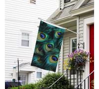 Bandiera per esterni, 9 x 1,5 m, resistente per interni ed esterni, per tutte le condizioni atmosferiche, bandiere da giardino con primo piano di piume di pavone, bandiera da cortile di benvenuto