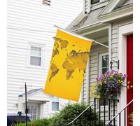 Bandiera per esterni, 9 x 1,5 m, resistente per interni ed esterni, per tutte le stagioni, bandiere da giardino, mappa del mondo gialla, bandiera di benvenuto da cortile, bandiera a doppia faccia con