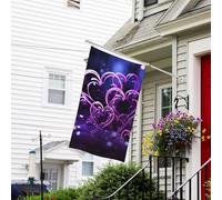 Bandiera per esterni, 9 x 1,5 m, resistente per tutte le stagioni, bandiere da giardino alla moda con cuori viola di benvenuto bandiera da cortile bandiere per casa su entrambi i lati con occhielli in