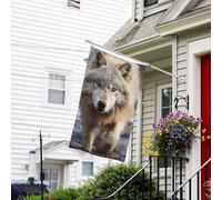 Bandiera per esterni, 9 x 1,5 m, resistente per tutte le stagioni, bandiere da giardino con lupo che cammina, bandiera di benvenuto da cortile, bandiere per casa su entrambi i lati, con occhielli in