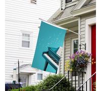 Bandiera per esterni, 9 x 1,5 m, resistente per tutte le stagioni, bandiere da giardino con pianoforte su sfondo blu, bandiera di benvenuto da cortile, bandiere per casa su entrambi i lati, con