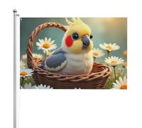 Bandiera per esterni con calopsitta, double face, 1,2 x 1,8 m, poliestere resistente alle intemperie con colori vivaci per giardino, cortile, patio o casa