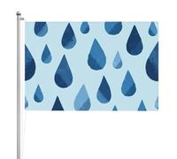 Bandiera per esterni con gocce d'acqua blu, double face, 1,2 x 1,8 m, poliestere resistente alle intemperie con colori vivaci per giardino, cortile, patio o casa