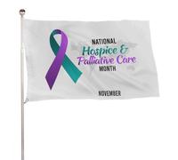 Bandiera per esterni con nastro viola e verde per la sensibilizzazione sulle cure palliative e sugli hospice, decorazione per feste, arazzo da parete, 35x59 pollici