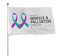 Bandiera per esterni con nastro viola e verde per la sensibilizzazione sulle cure palliative e sugli hospice, decorazione per feste, arazzo da parete, 35x59 pollici