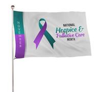 Bandiera per esterni con nastro viola e verde per la sensibilizzazione sulle cure palliative e sugli hospice, decorazione per feste, arazzo da parete, 35x59 pollici