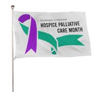 Bandiera per esterni con nastro viola e verde per la sensibilizzazione sulle cure palliative e sugli hospice, decorazione per feste, arazzo da parete, 35x59 pollici