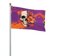 Bandiera per esterni con stampa a mezzo teschio, perfetta per cortile, giardino, spiaggia, più vivace su tutto il lato
