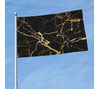 Bandiera per esterni con stampa in marmo nero e oro, 9 x 1,5 m, design audace, per parate, eventi, cortile, patio e casa