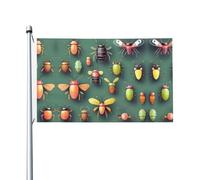 Bandiera per feste all'aperto stampata con atlante di insetti (91,4 x 152,4 cm) - ideale per giardino, cortile e decorazioni per le vacanze