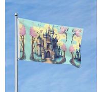 Bandiera per feste all'aperto stampata con castello delle fiabe (91,4 x 152,4 cm), ideale per giardino, cortile e decorazioni natalizie