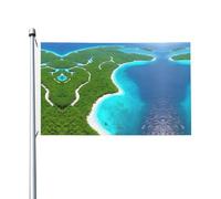 Bandiera per feste all'aperto stampata con un'isola nell'oceano (91,4 x 152,4 cm) - ideale per giardino, cortile e decorazioni per le vacanze