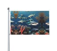 Bandiera per feste con squali sotto il mare, 9 x 1,5 m, con occhielli, adatta per feste e campeggio