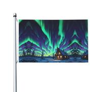 Bandiera per feste con stampa Aurora Borealis, 0,9 x 1,5 m, con occhielli, adatta per feste e campeggio