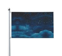 Bandiera per feste con stampa della bellezza sotto il cielo notturno, 0,9 x 1,5 m, con occhielli, adatta per feste e campeggio