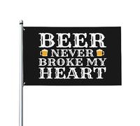 Bandiera per gli amanti della birra 3x5, bandiera "La birra non mi ha mai spezzato il cuore", 3x5 piedi, bandiera decorativa per esterni, bandiera standard da appendere all'esterno, per cartello da gi