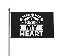 Bandiera per gli amanti della birra Bandiera Beer Never Broke My Heart per camera Ragazzi Bandiere vintage su due lati Banner esterno per patio 3x5 Ft, Beer Never Broke My Heart Arazzo per camera da l