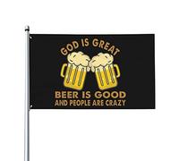 Bandiera per gli amanti della birra Dio è grande La birra è brava Le persone sono pazze Bandiere vintage Bandiere per esterni Banner per feste 3x5 piedi, Dio è grande La birra è brava Le persone sono