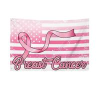 Bandiera per il cancro al seno, 3X5 piedi, striscione da giardino con 4 fori, decorazione per interni ed esterni.