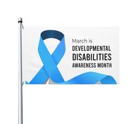 Bandiera per il Mese della Consapevolezza delle Disabilità dello Sviluppo, bifacciale, per esterni, da giardino, con occhielli in ottone, 3 x 5 piedi.