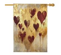 Bandiera per la casa con cuori, romantica, astratta, con texture sgocciolante, per San Valentino, rossa, su entrambi i lati, grande bandiera da giardino per esterni, patio, cortile, prato, ingresso