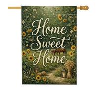 Bandiera per la casa con girasole, lanterna rustica di campagna con cavallo estivo in iuta verde su entrambi i lati, bandiere decorative per portico anteriore, per esterni, patio, prato, ingresso