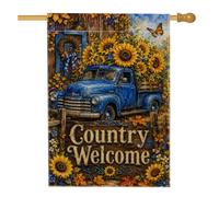 Bandiera per la casa con girasole, rustica campagna con farfalla autunnale blu su entrambi i lati, grande bandiera da giardino per esterni, prato, cortile, patio, ingresso 71 x 101 cm