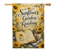 Bandiera per la casa con girasole, rustica di campagna con crisantemi, in iuta gialla, su entrambi i lati, decorativa, per esterni, patio, prato, ingresso, campeggio, 71 x 101 cm