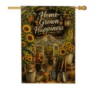 Bandiera per la casa con girasole, rustica per serre di campagna e giardinaggio, colore giallo estivo, doppia faccia, bandiere decorative per esterni, cortile, prato, patio, porta d'ingresso, 71 x 101